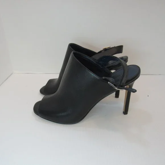Charles & Keith Black Sling Back Peep Toe Stiletto Heels - Picture 5 of 12